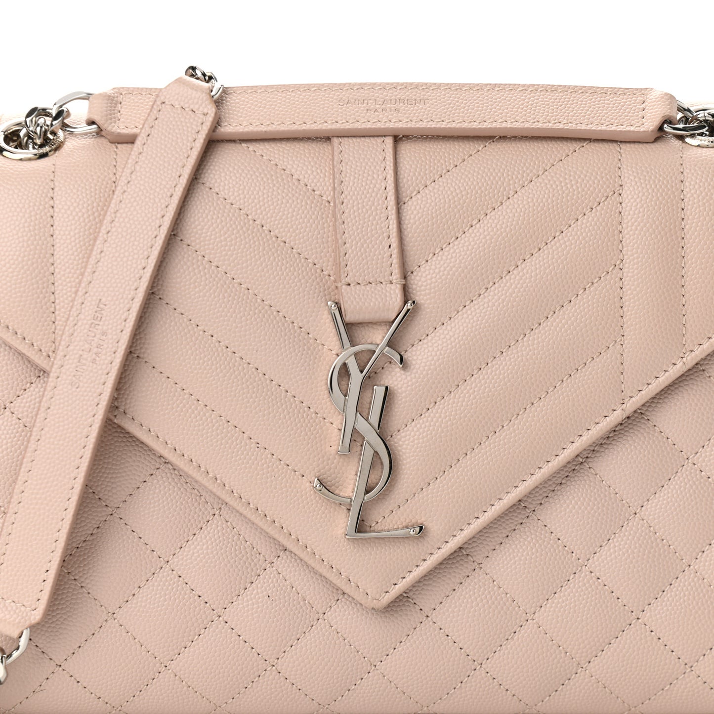 Grain De Poudre Textured Mixed Matelasse Medium Triquilt Monogram Satchel Marble Pink