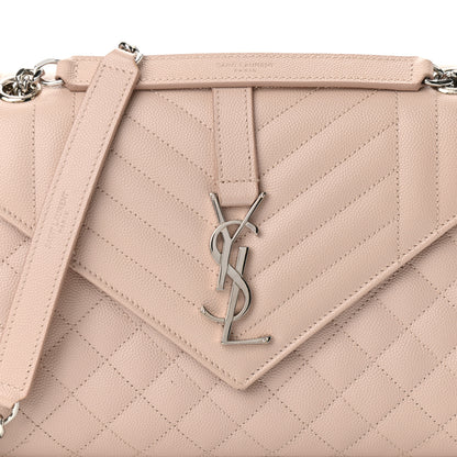 Saint Laurent Grain De Poudre Textured Mixed Matelasse Medium Triquilt Monogram Satchel Marble Pink 7 of 9