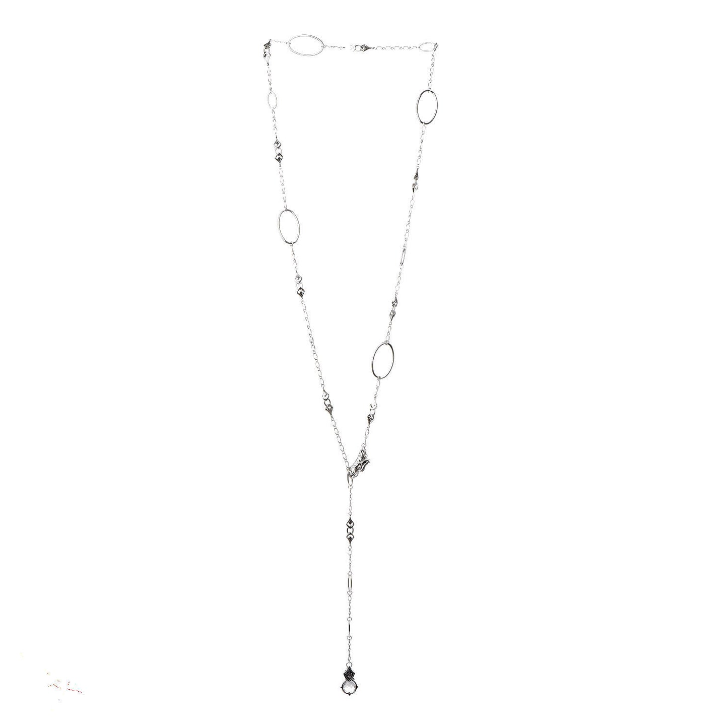 Sterling Silver White Topaz Legends Naga Lariat Necklace
