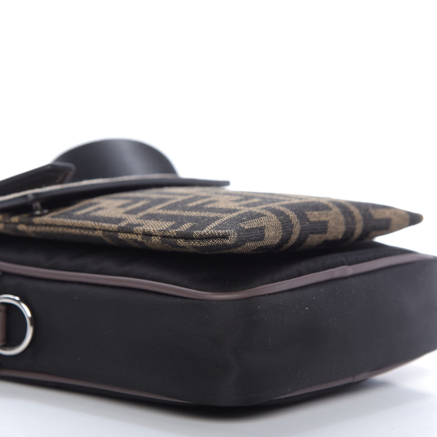 Nylon Fabric Jacquard Chamois FF 1974 Medium Crossbody Messenger Black Nuvola