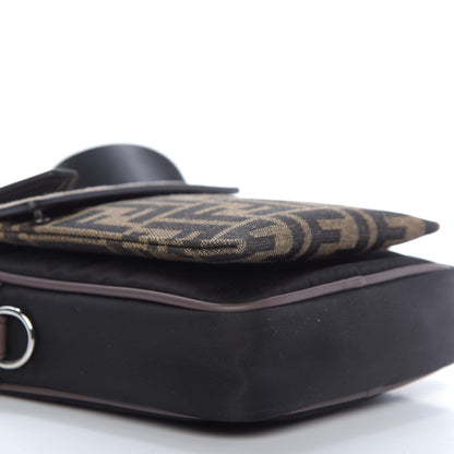 Fendi Nylon Fabric Jacquard Chamois FF 1974 Medium Crossbody Messenger Black Nuvola 7 of 9