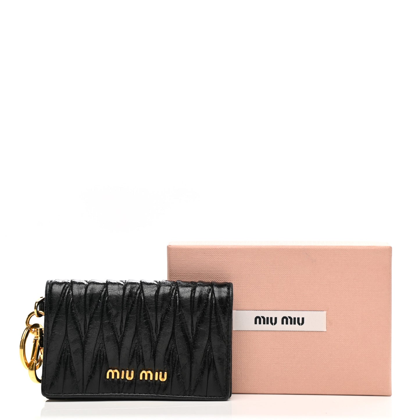 Nappa Matelasse Flap Card Holder Key Ring Black