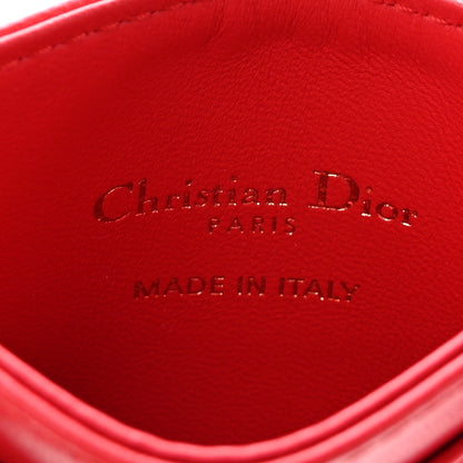 Christian Dior Lambskin Crystal Cannage Dioramour Jolie Freesia Card Holder Red 6 of 7