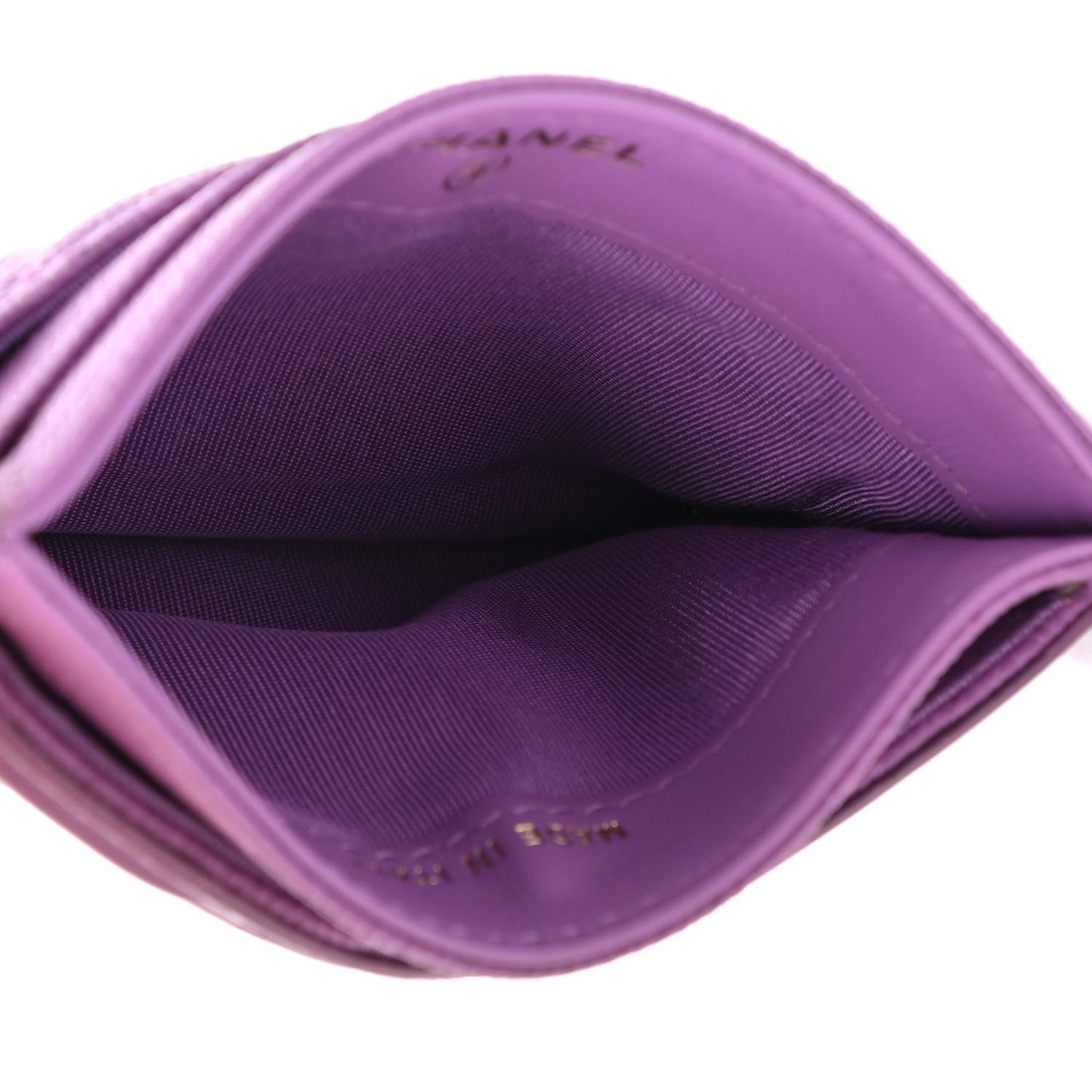 Caviar Quilted Filigree Card Holder Purple