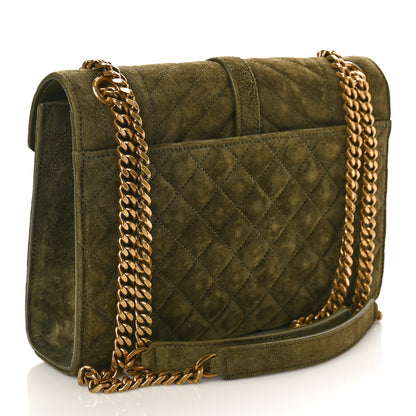 Saint Laurent Suede Mixed Matelasse Triquilt Medium Loden Green 3 of 9