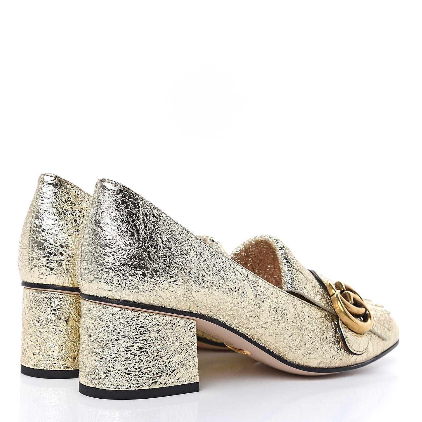 Galassia GG Marmont Fringe 50mm Loafer Pumps 36 Platino