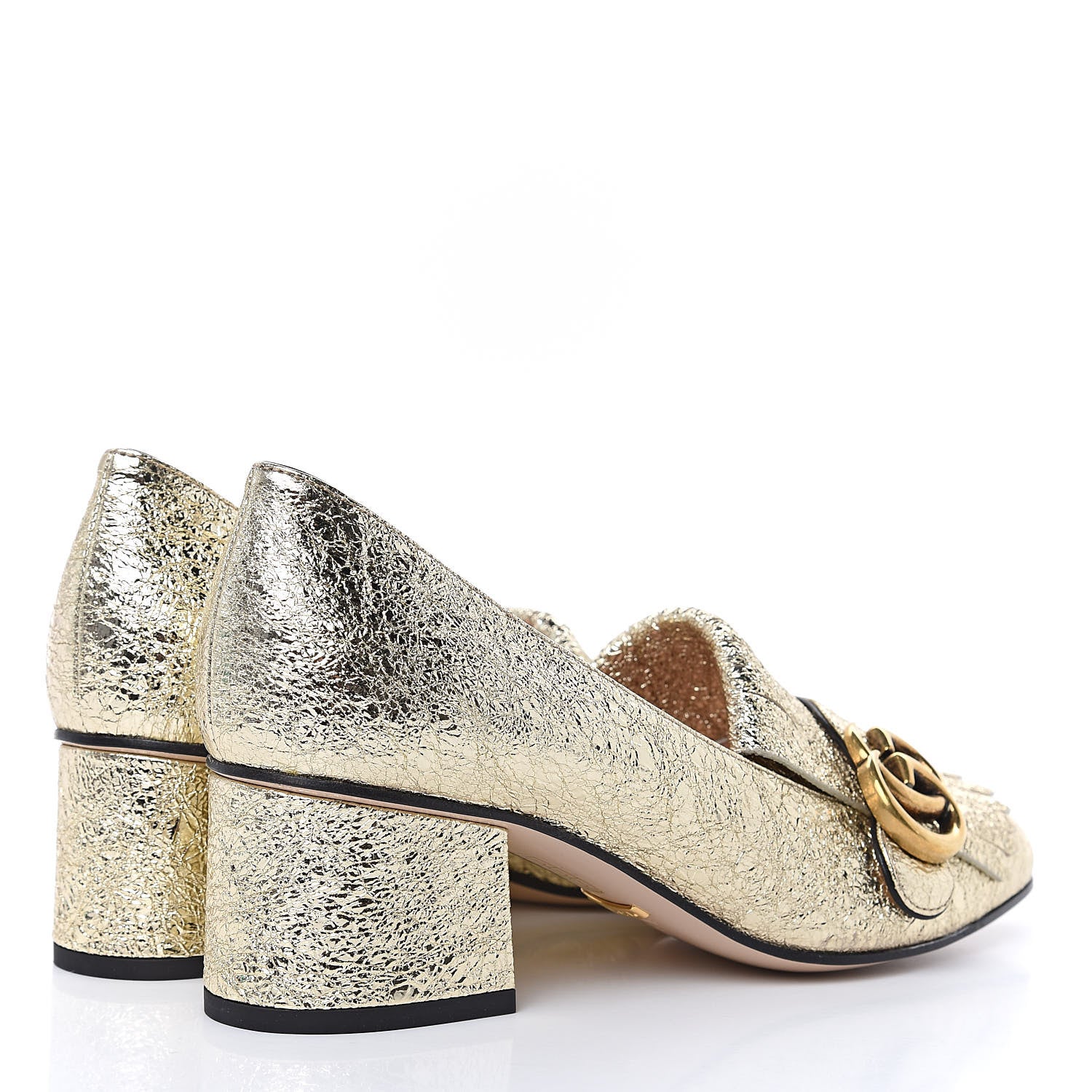 Gucci Galassia GG Marmont Fringe 50mm Loafer Pumps 36 Platino 4 of 10