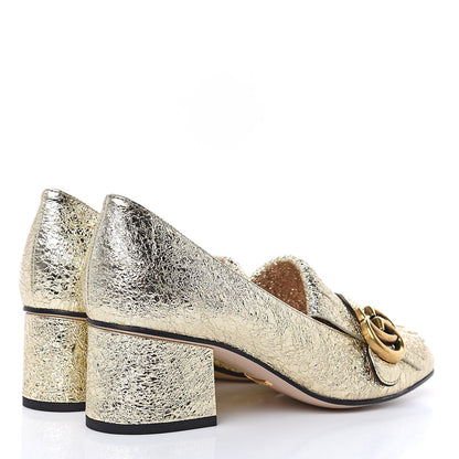 Gucci Galassia GG Marmont Fringe 50mm Loafer Pumps 36 Platino 4 of 10