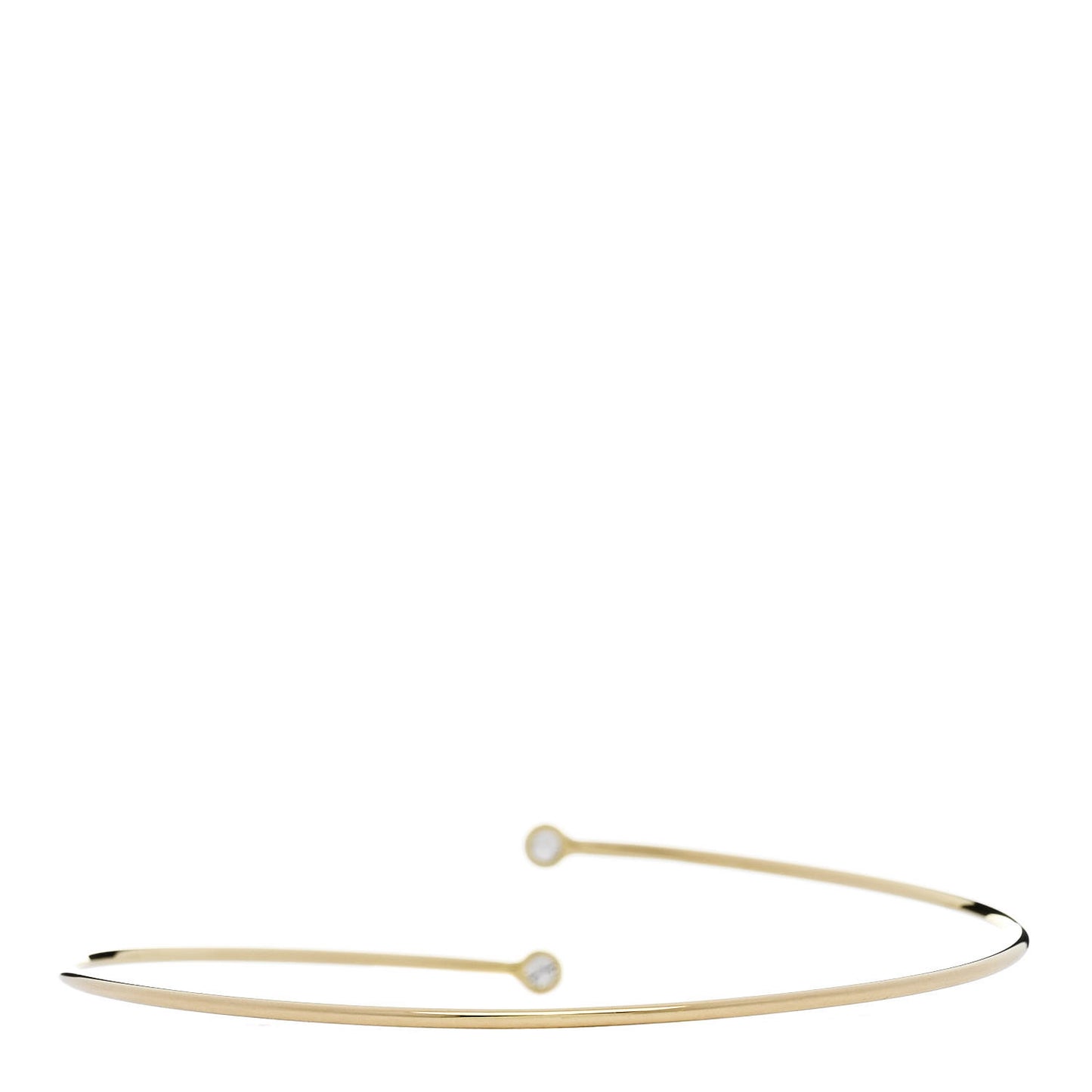 18K Yellow Gold Diamond Hoop Single Row Bangle Bracelet