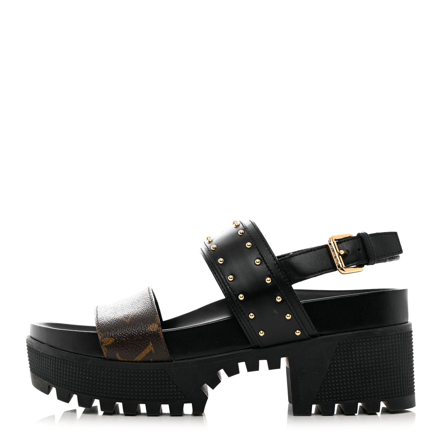Calfskin Monogram Laureate Platform Sandals 38 Black