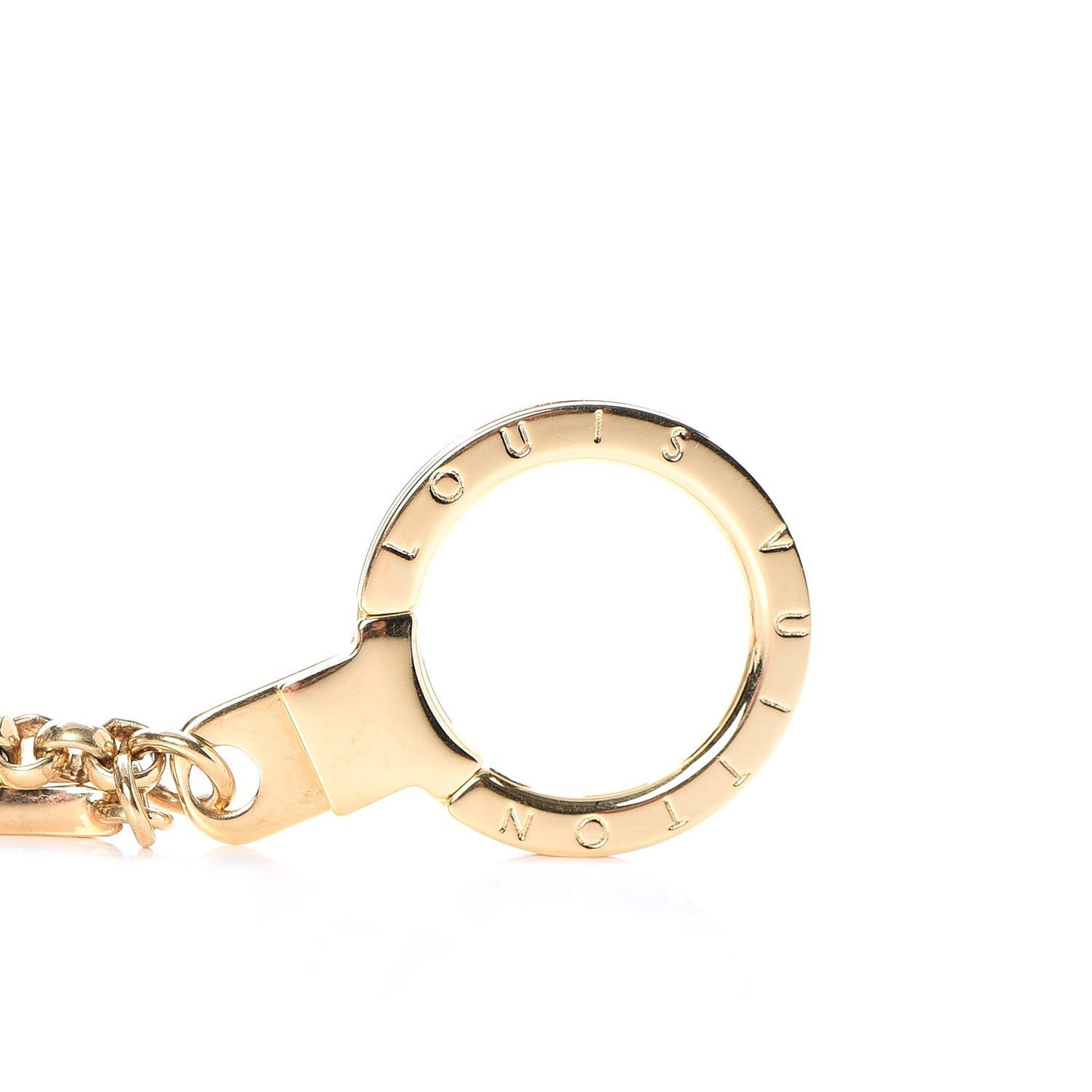 Brass Enamel Fleur De Monogram Bag Charm Chain Gold