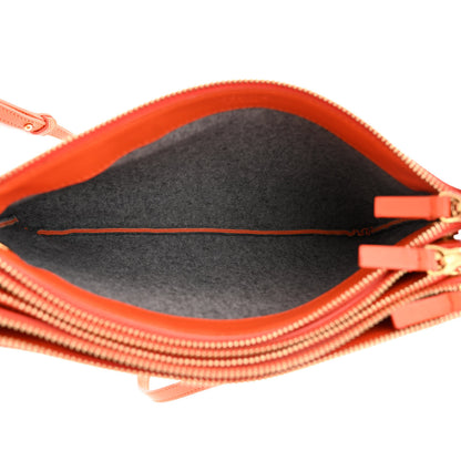 Celine Lambskin Large Trio Crossbody Bag Orange 7 of 15