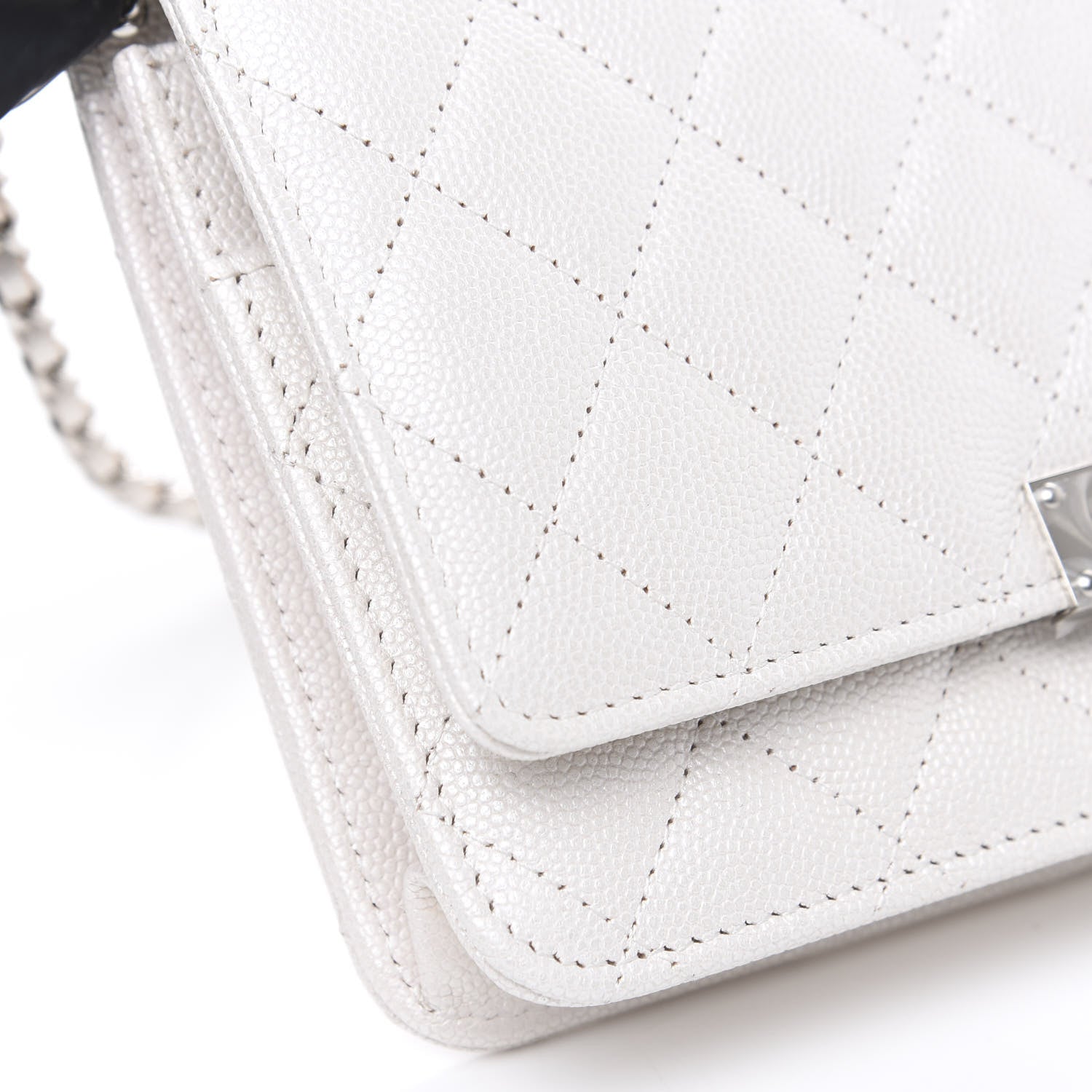 Chanel Iridescent Caviar Quilted Golden Class Wallet On Chain WOC White 8 of 10