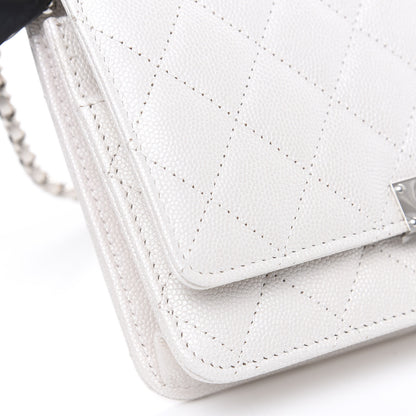Chanel Iridescent Caviar Quilted Golden Class Wallet On Chain WOC White 8 of 10