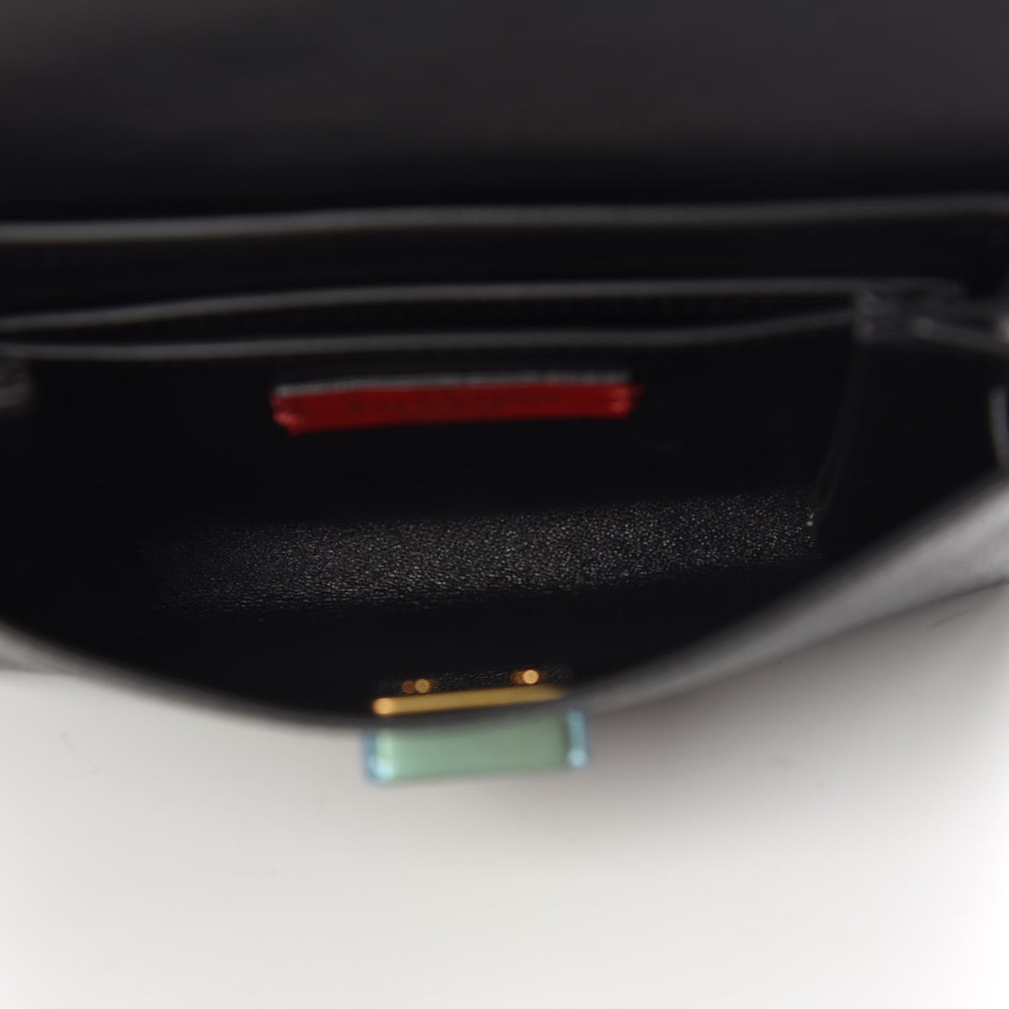 Textured Patent Calfskin VRing Belt Bag Black