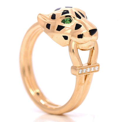 Cartier 18K Pink Gold Diamond Tsavorite Garnet Black Onyx Panthere de Cartier Ring 56 7.5 1 of 6