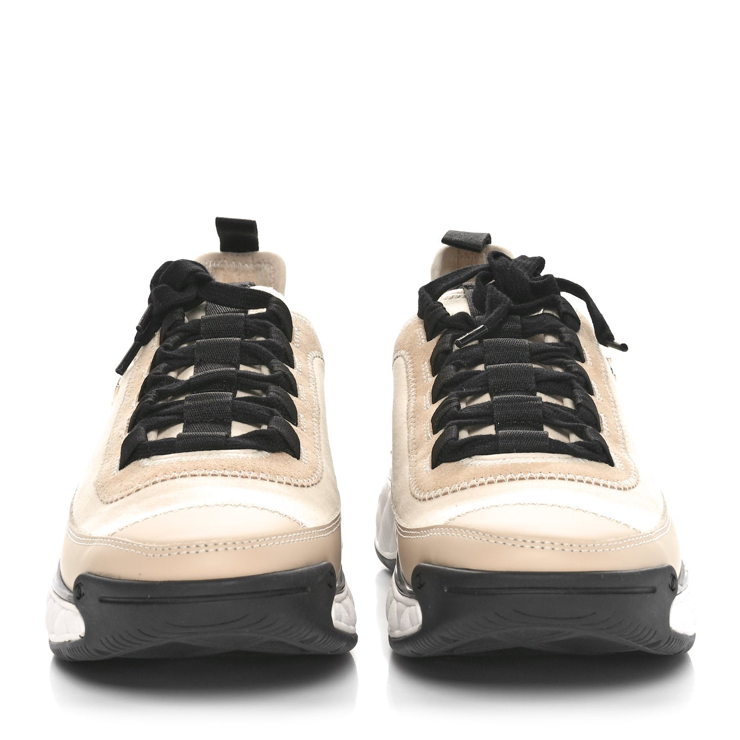 Velvet Calfskin Mixed Fibers CC Sneakers 39 Beige