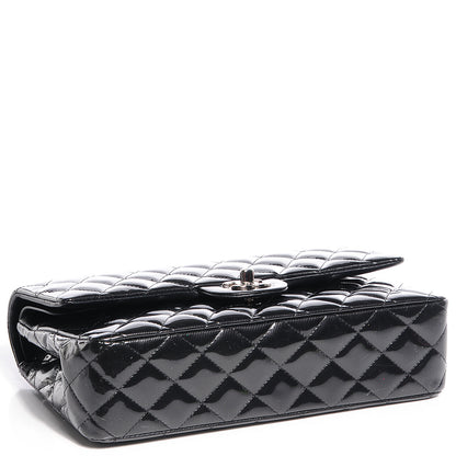 Chanel Striated Patent Quilted Medium Double Flap Black 4 of 8
