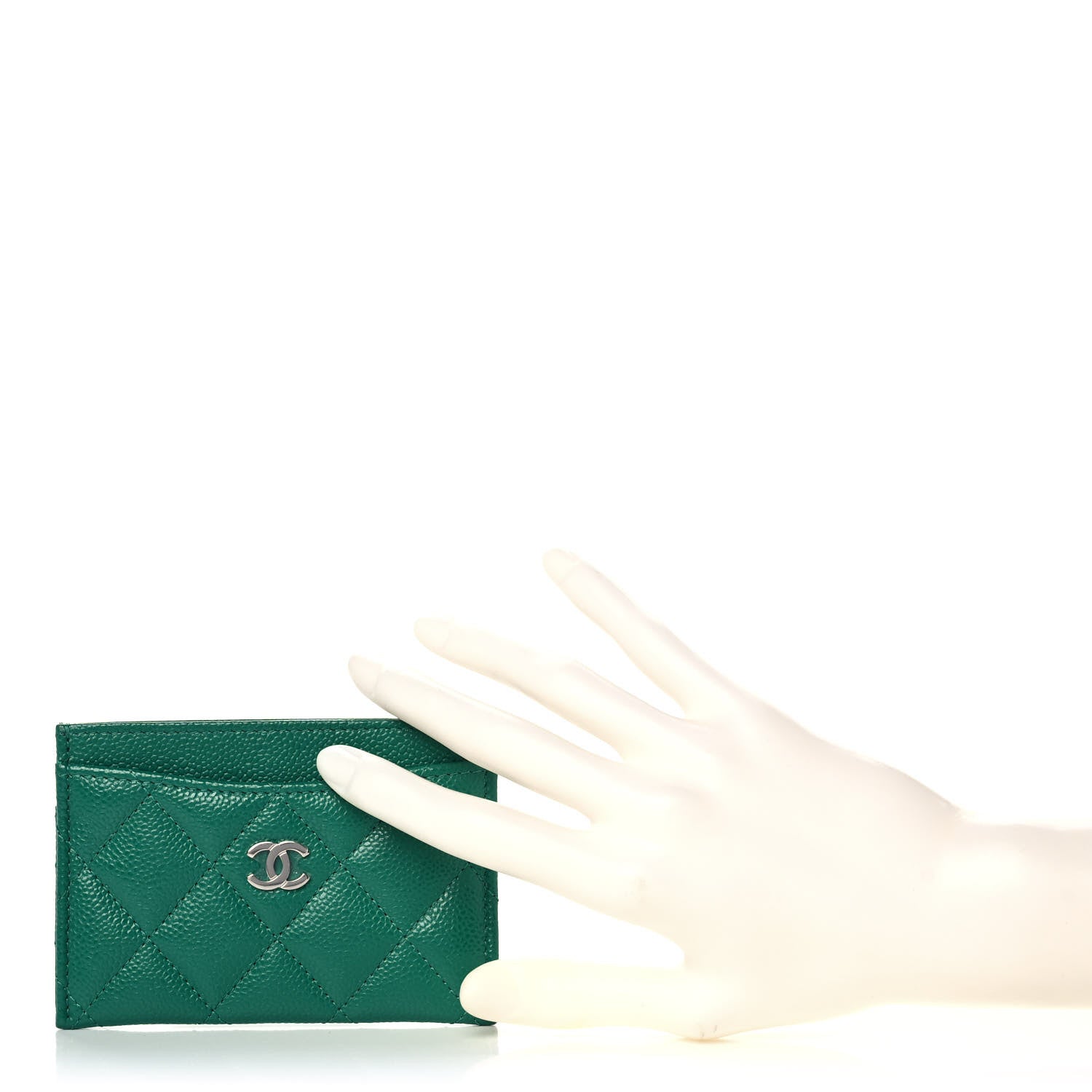 Chanel Caviar Quilted Card Holder Green 2 of 8