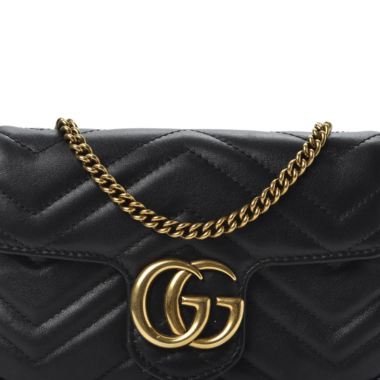Gucci Calfskin Matelasse Super Mini GG Marmont Shoulder Bag Black 10 of 10
