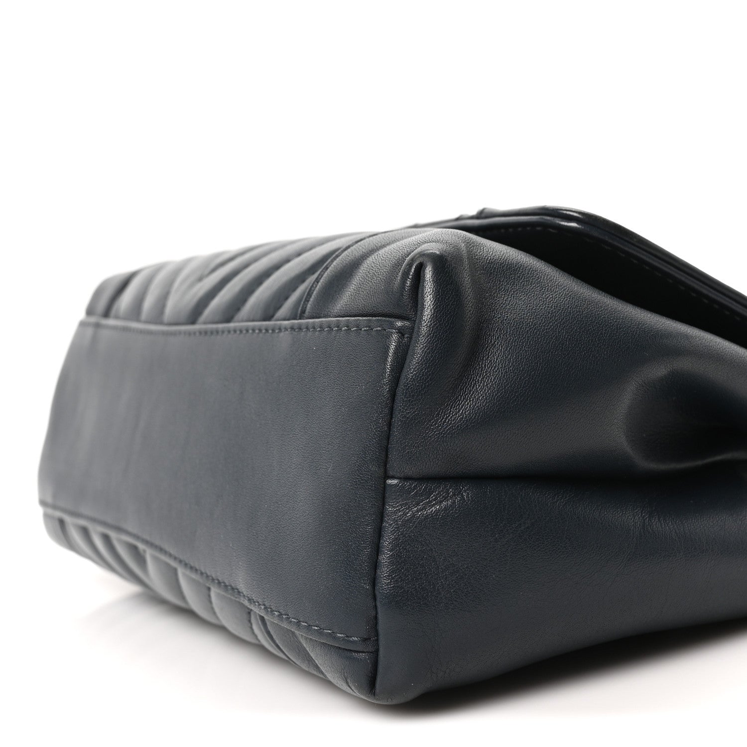 Chanel Calfskin Quilted Medium Daily Chevron Flap Navy Blue 10 of 10