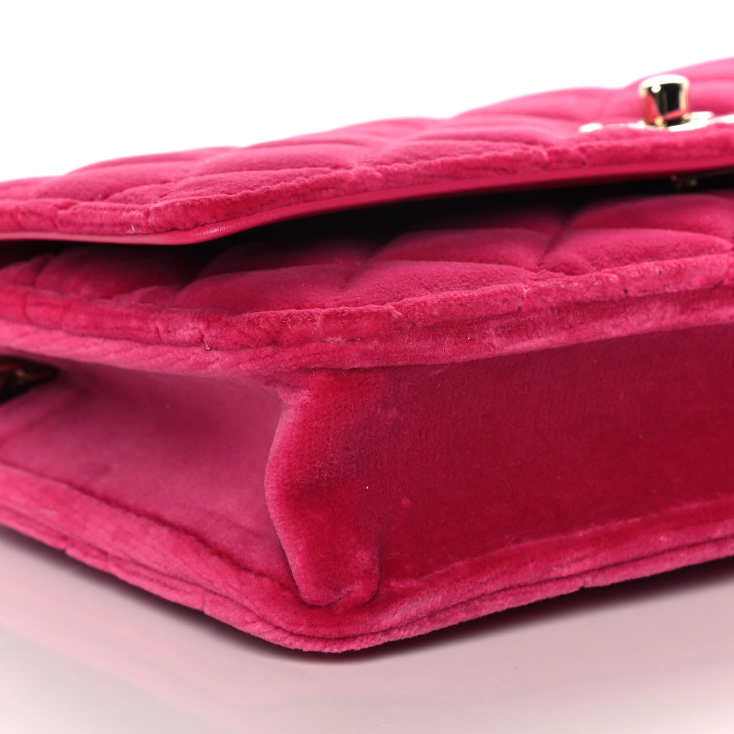 Chanel Velvet Quilted Pearl Crush Wallet On Chain WOC Pink 10 of 11