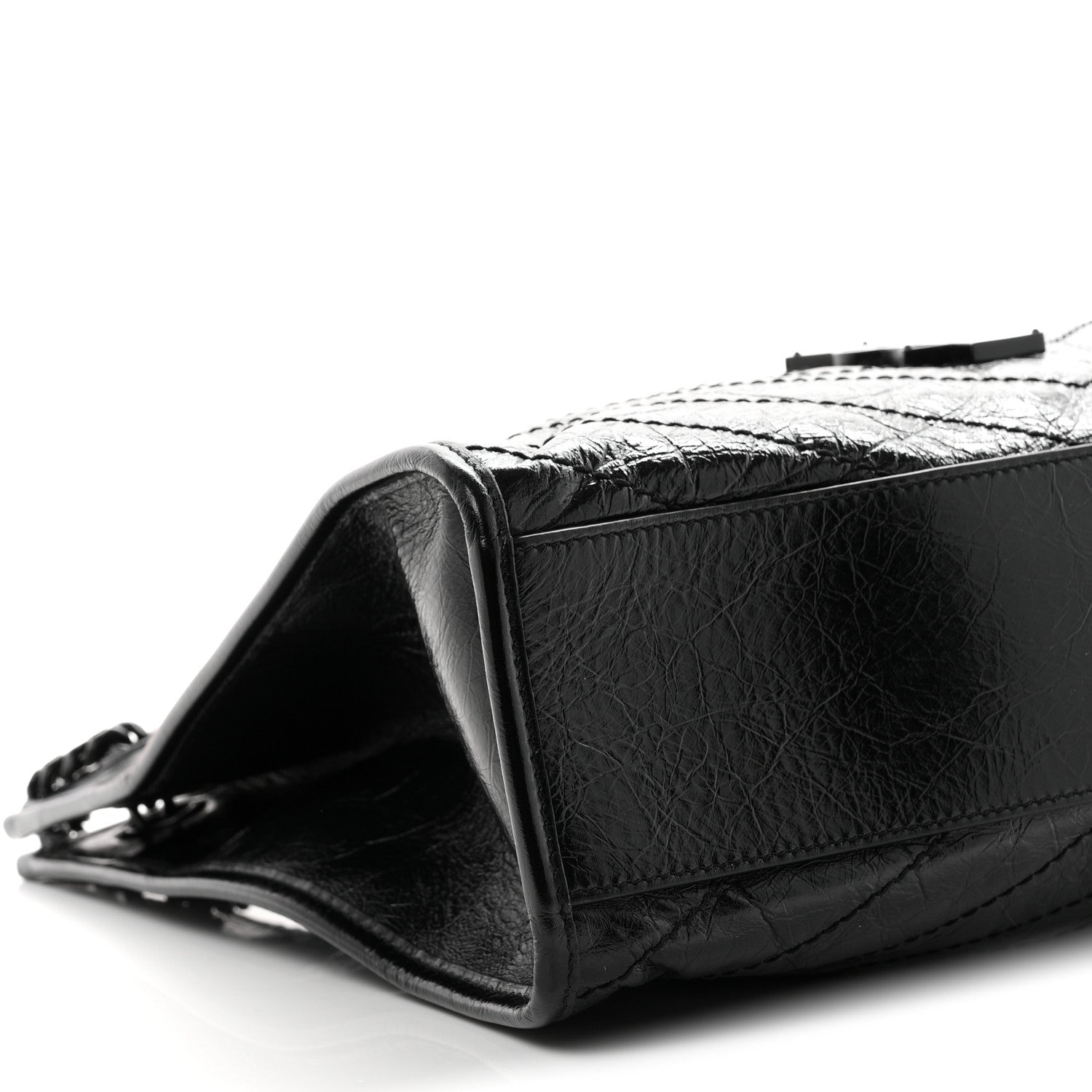 Saint Laurent Crinkled Calfskin Matelasse Monogram Medium Niki Shopper Tote Black 9 of 10
