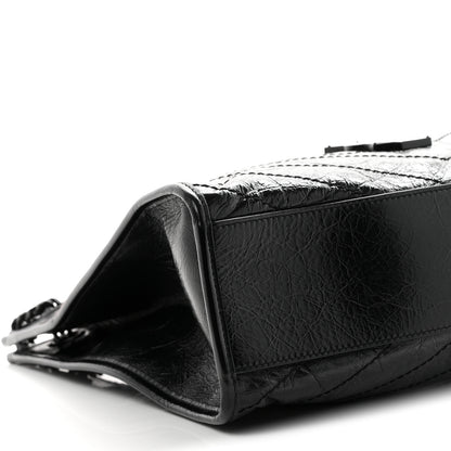 Saint Laurent Crinkled Calfskin Matelasse Monogram Medium Niki Shopper Tote Black 9 of 10