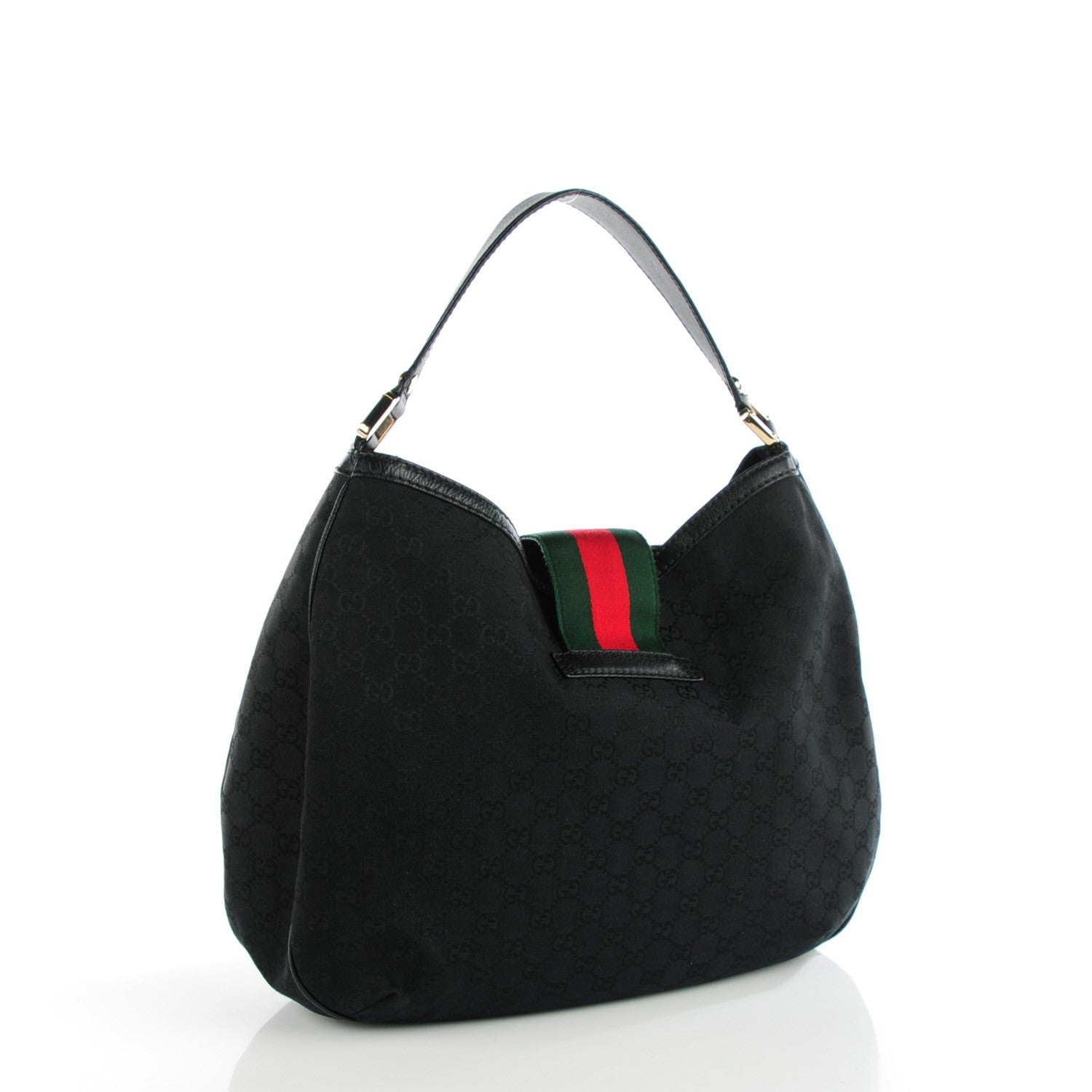 Gucci Monogram Large New Ladies Web Hobo Black 3 of 7