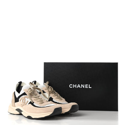 Chanel Mesh Suede Fabric Womens CC Sneakers 39.5 Light Pink White Black 9 of 9