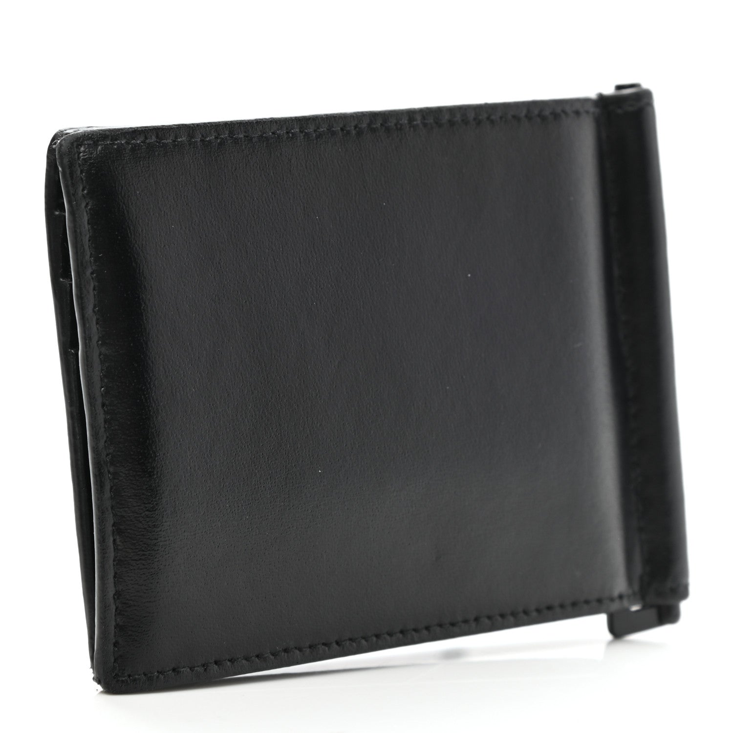 Saint Laurent Matte Calfskin Tiny Cassandre Bill Clip Wallet Black 3 of 9