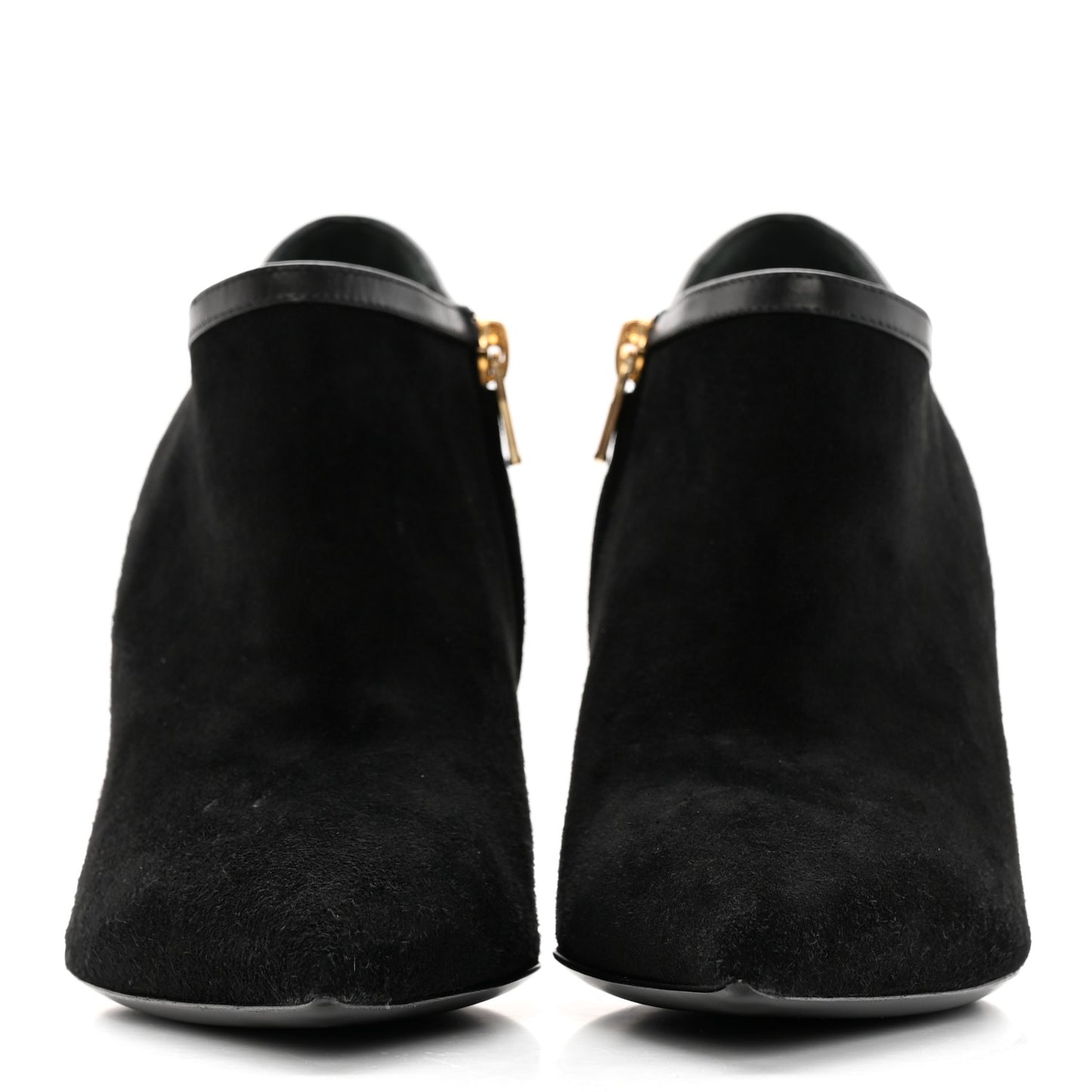 Suede Calfskin Embellished Ankle Boots 39 Black
