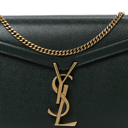 Saint Laurent Grain De Poudre Monogram Cassandra Chain Wallet Dark Green 8 of 10
