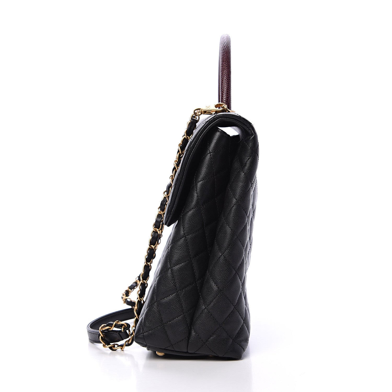 Chanel Caviar Lizard Quilted Large Coco Handle Flap Black 10 of 10