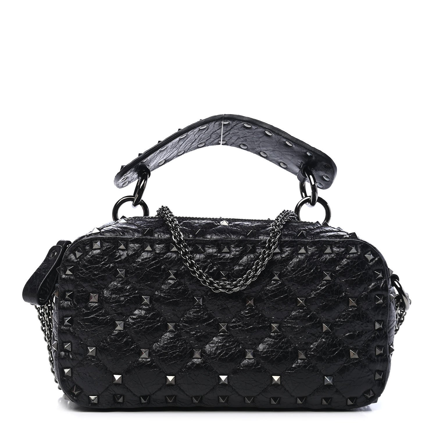 Valentino Garavani Craquele Nappa Rockstud Spike Crossbody Black 1 of 8