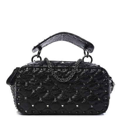 Valentino Garavani Craquele Nappa Rockstud Spike Crossbody Black 1 of 8