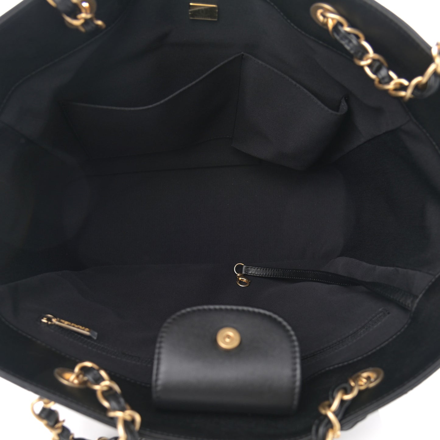 Calfskin Stitched Large Shopping Bag Black