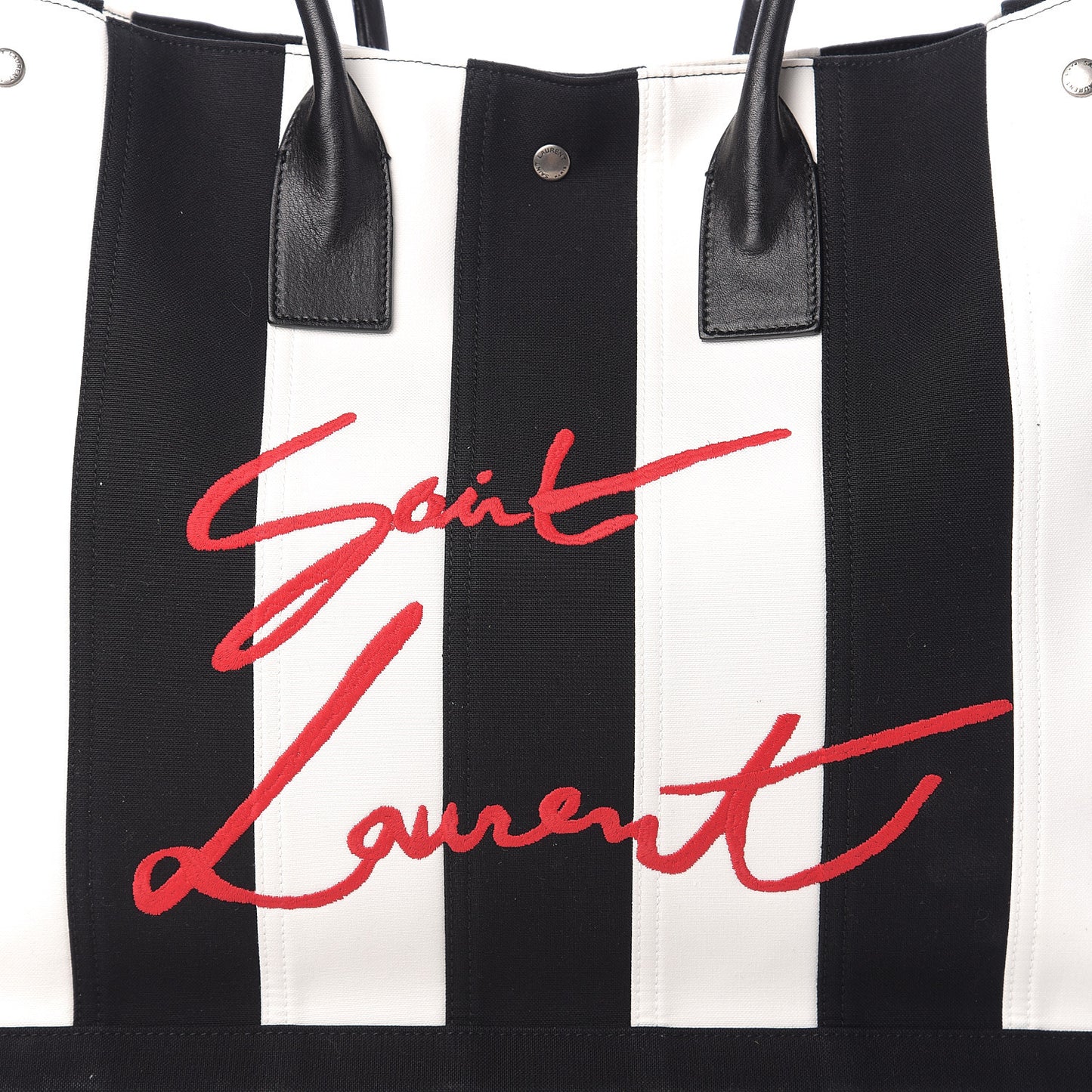 Canvas Noe Striped Tote Black White