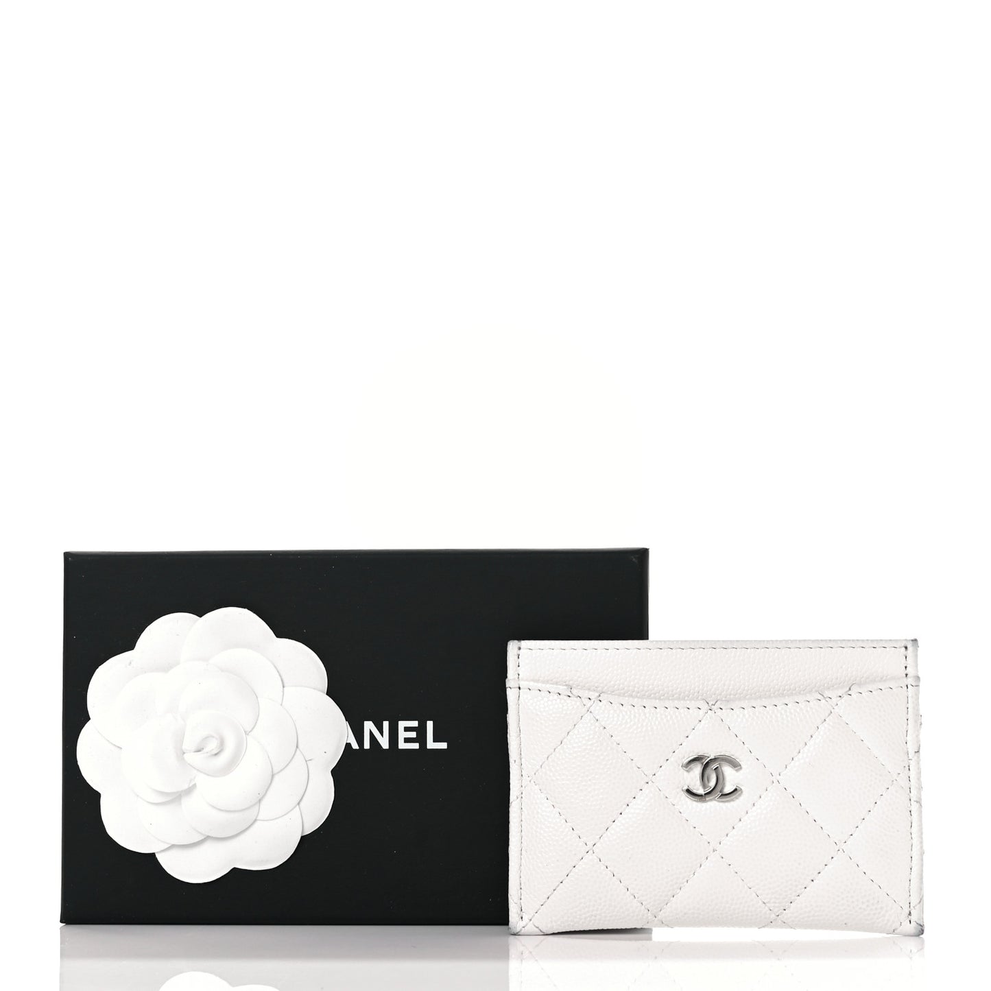 Caviar Quilted Card Holder White