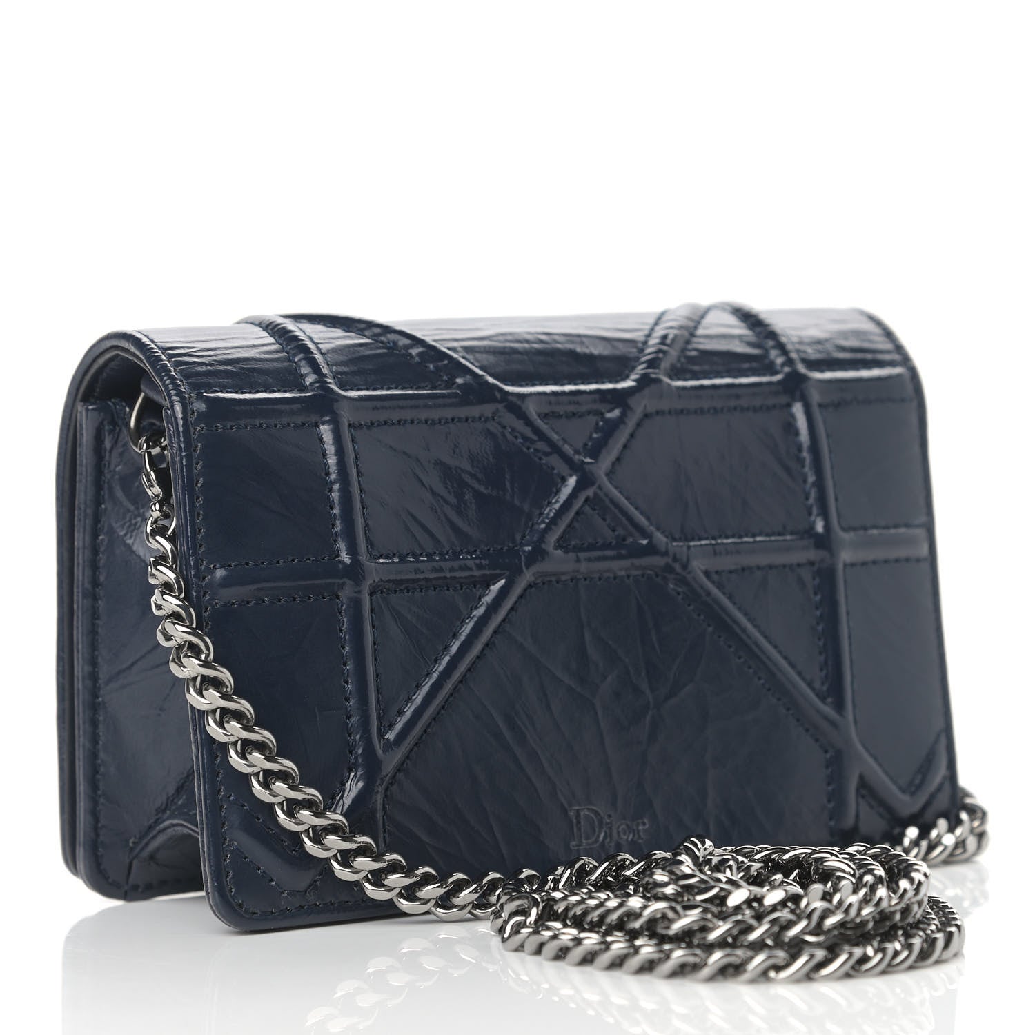 Christian Dior Patent Baby Diorama Flap Bag Blue 3 of 8
