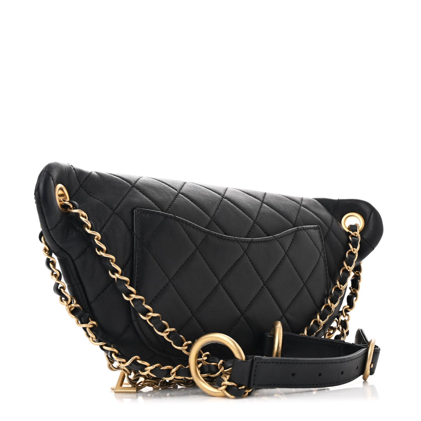 Lambskin Quilted All About Chains Waist Belt Bag Black