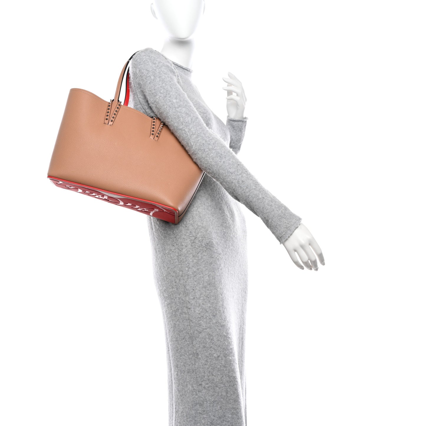 Calfskin Empire Spikes Small East West Cabata Tote Nude