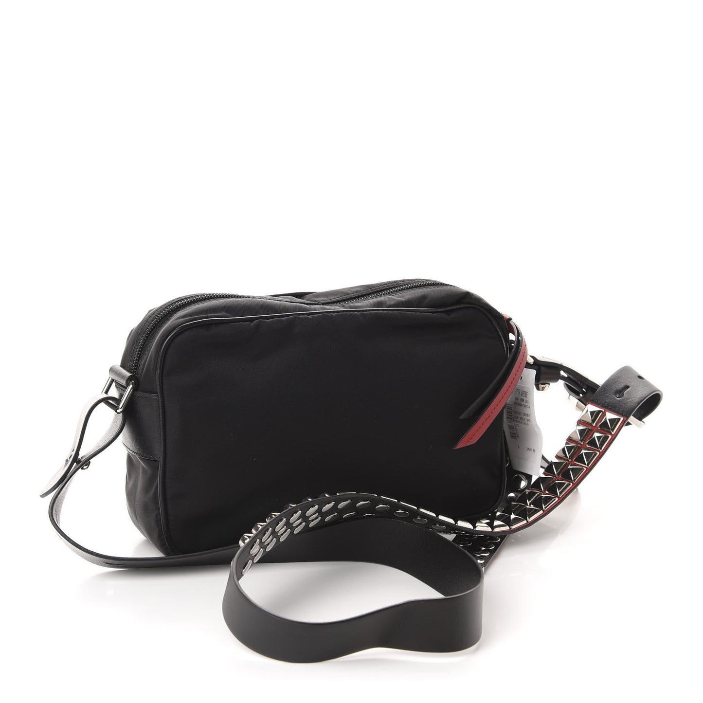 Tessuto Nylon Studded New Vela Shoulder Bag Black Fuoco