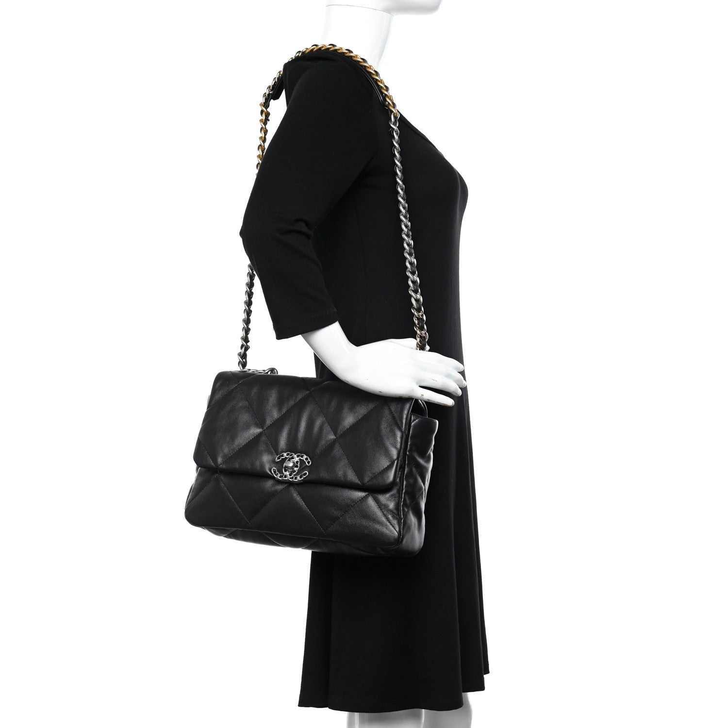 Chanel Lambskin Quilted Large Chanel 19 Flap Black 2 of 11