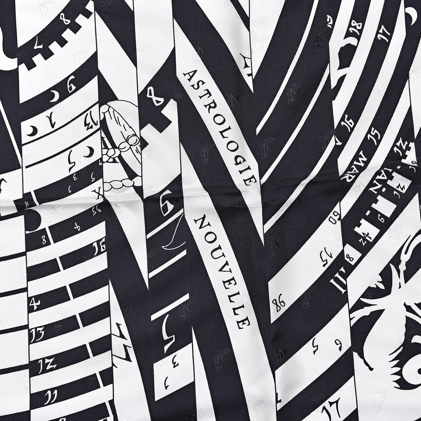 Silk Astrologie Nouvelle Tattoo Scarf 90 Black White