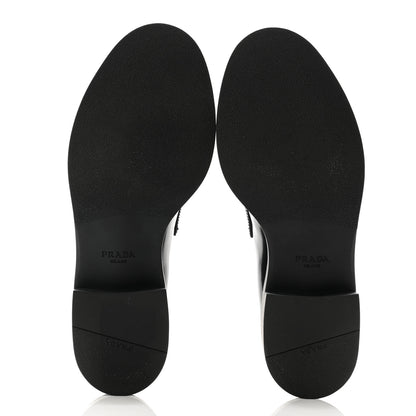 Prada Spazzolato Metal Triangle Logo 50mm Loafers 38.5 Black 5 of 13