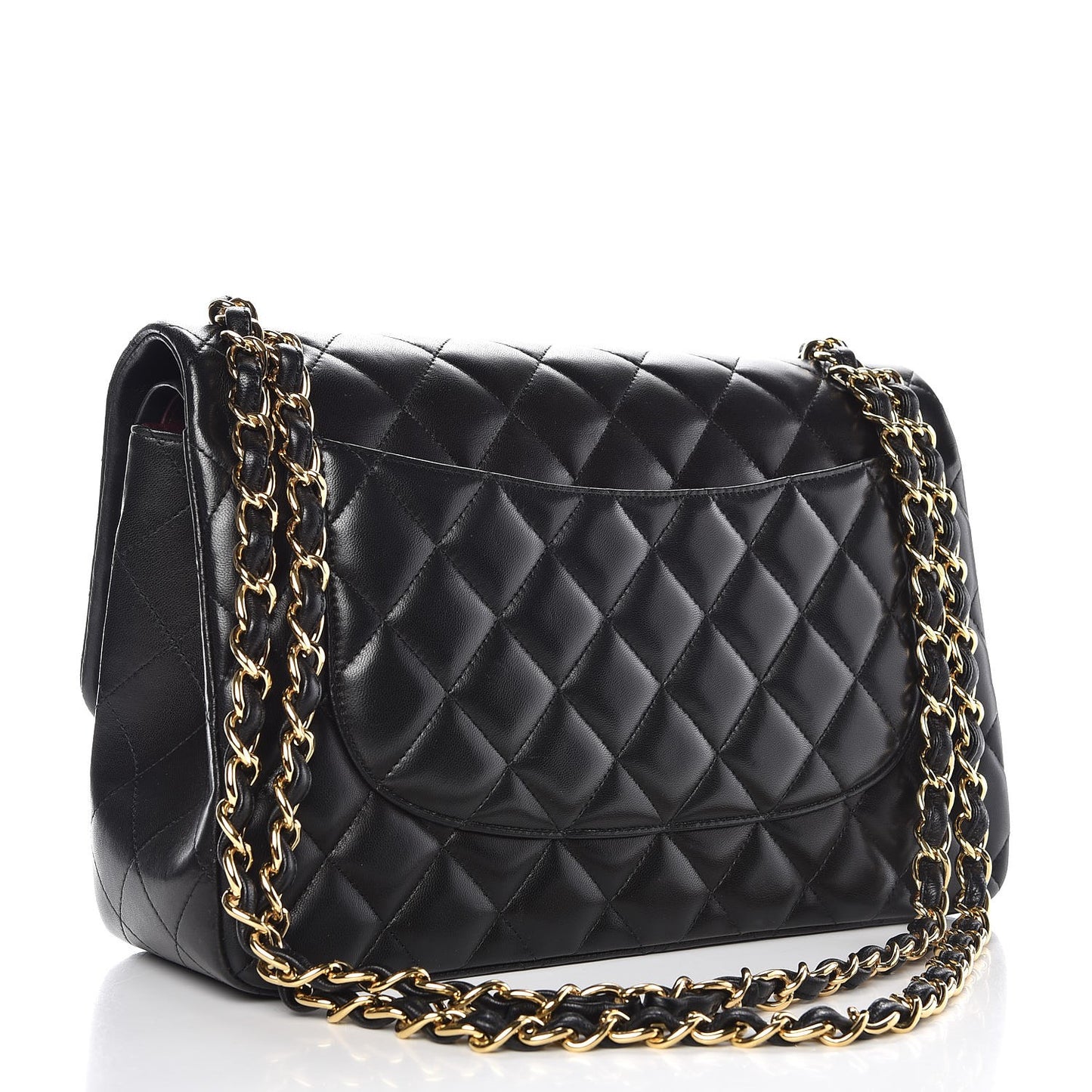 Lambskin Quilted Jumbo Double Flap Black