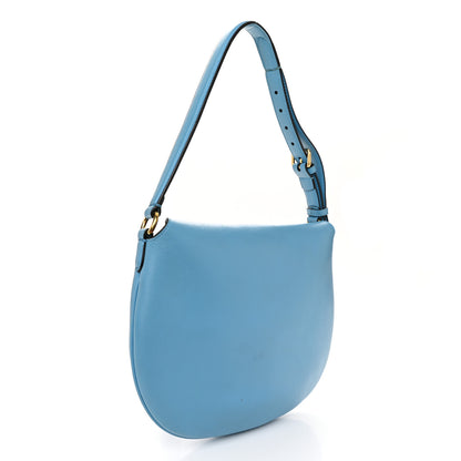 Fendi Vitello Grace Suede Small Croissant Hobo Cyber Blue 3 of 11