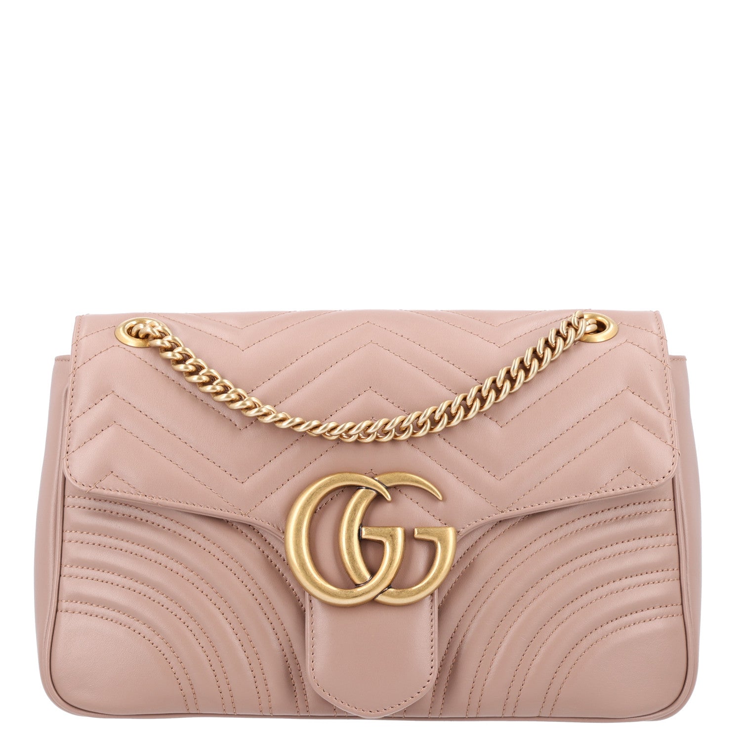 Gucci Calfskin Matelasse Medium GG Marmont Shoulder Bag Porcelain Rose 1 of 10