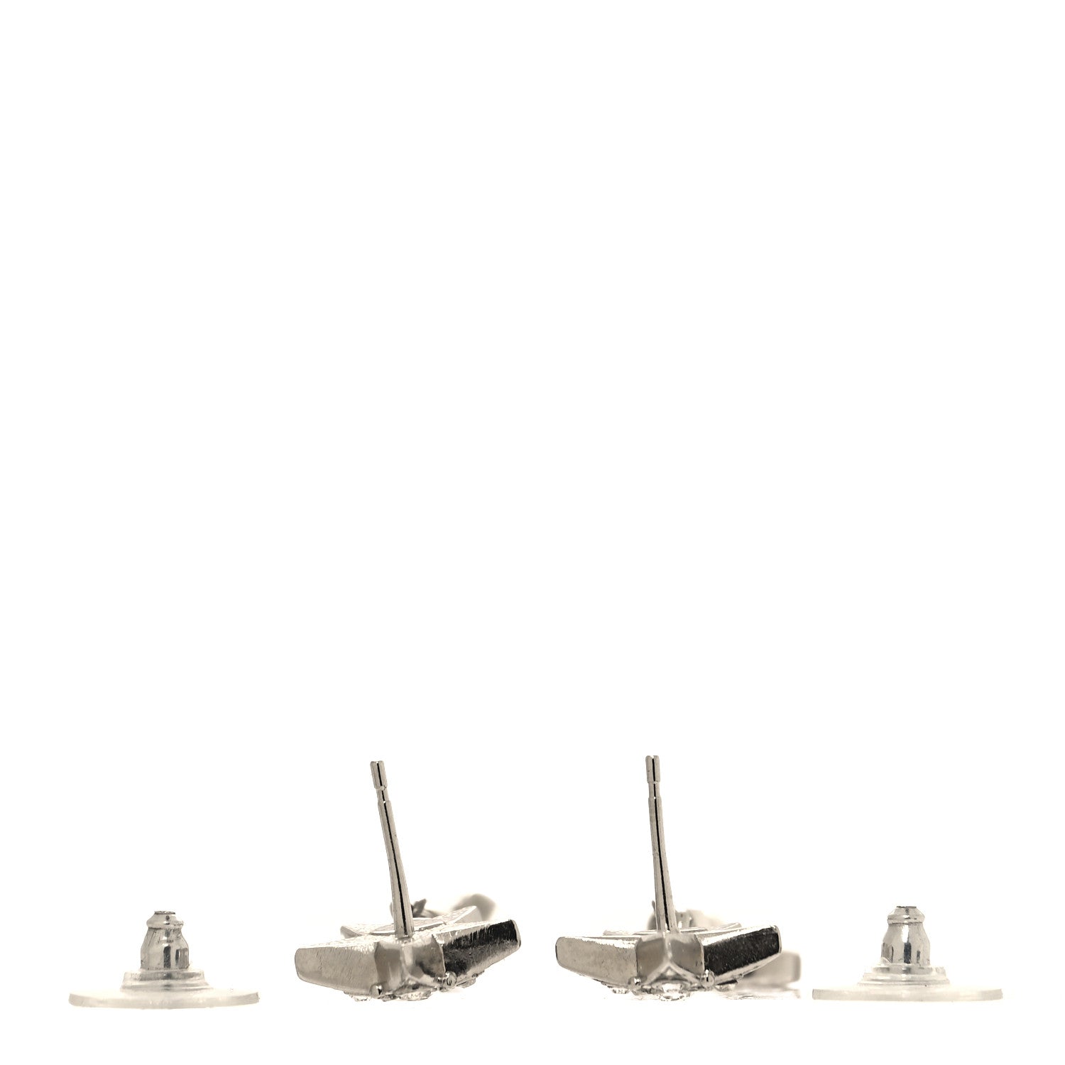 Chanel Crystal Pearl CC Star Drop Earrings Silver 3 of 6